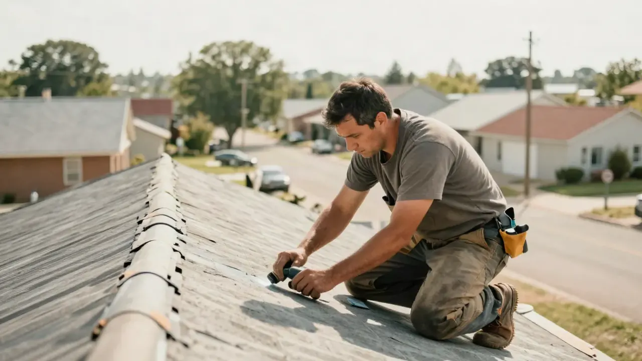 Flashing Repair in Prescott, Arizona: professional performing Flashing Repair for a Roof Repair customer, the work itself